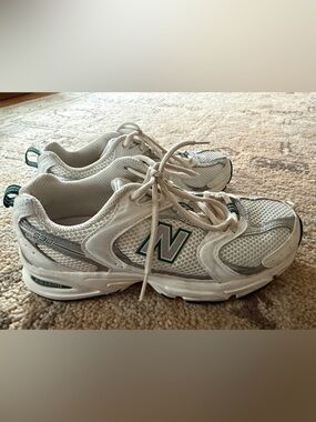 New Balance White and Green Women's Athletic Shoes